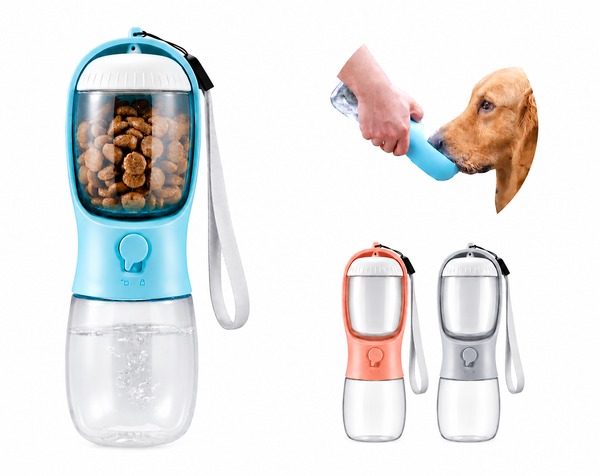 Portable Pet Water Bottle & Snack Container