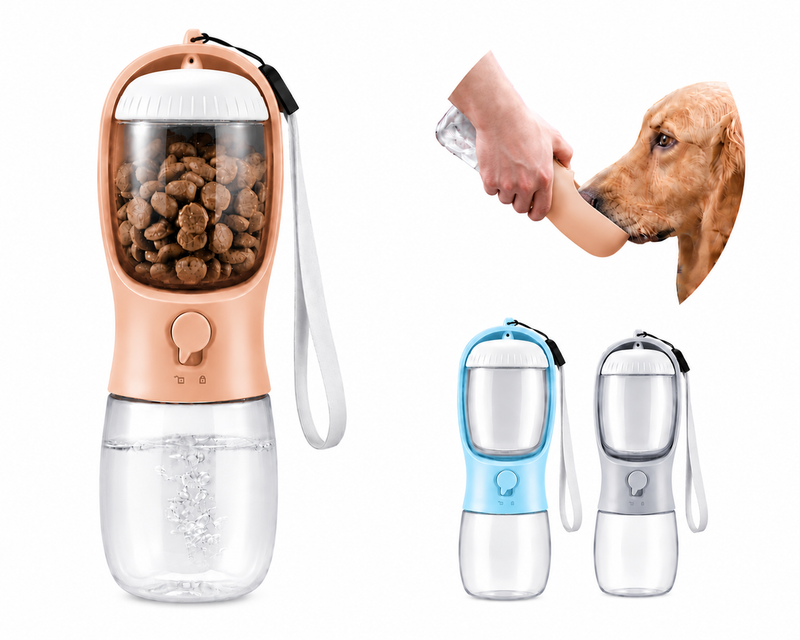 Portable Pet Water Bottle & Snack Container