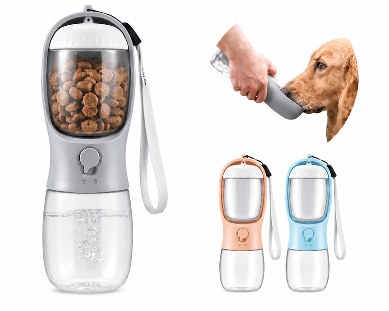 Portable Pet Water Bottle & Snack Container