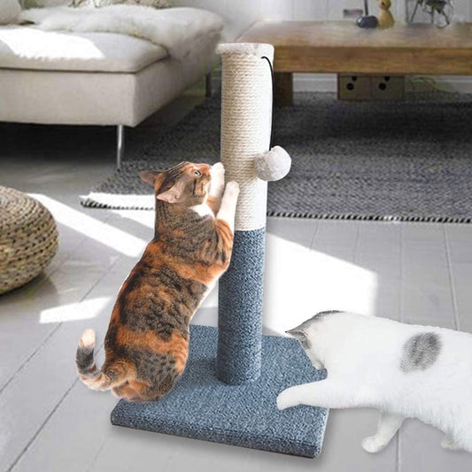 20-Inch Cat Scratching Post with Sisal Toy Board and Pad for Indoor Cats
